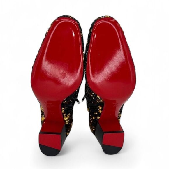 Christian Louboutin Black and Gold Sequin Ankle Boots - Picture 8 of 9